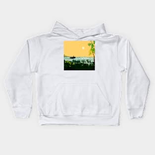 Impressionistand landscape of a tropical lake at sunset Kids Hoodie